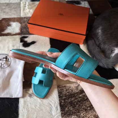 HERM Oran Sandals In Blue Paon Epsom Leather