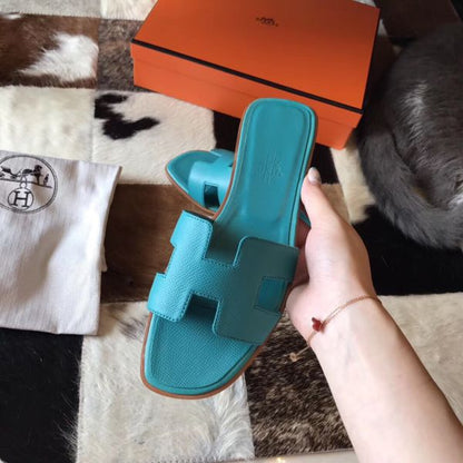 HERM Oran Sandals In Blue Paon Epsom Leather