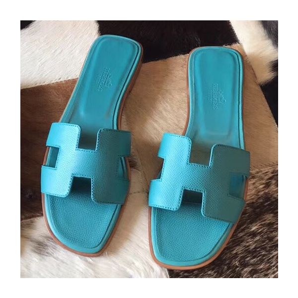 HERM Oran Sandals In Blue Paon Epsom Leather