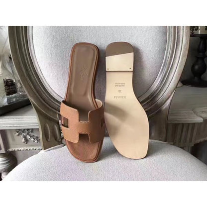 HERM Oran Sandals In Brown Epsom Leather