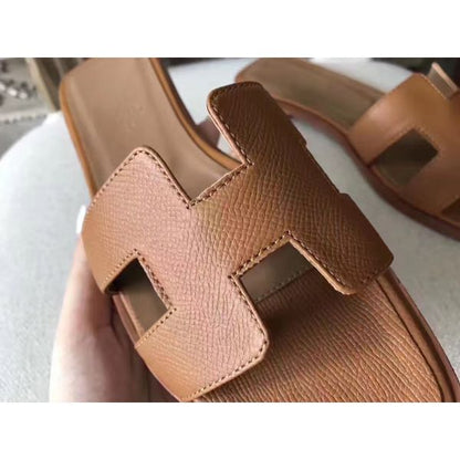 HERM Oran Sandals In Brown Epsom Leather