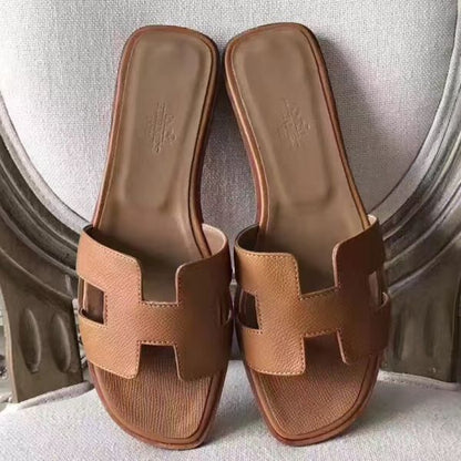 HERM Oran Sandals In Brown Epsom Leather