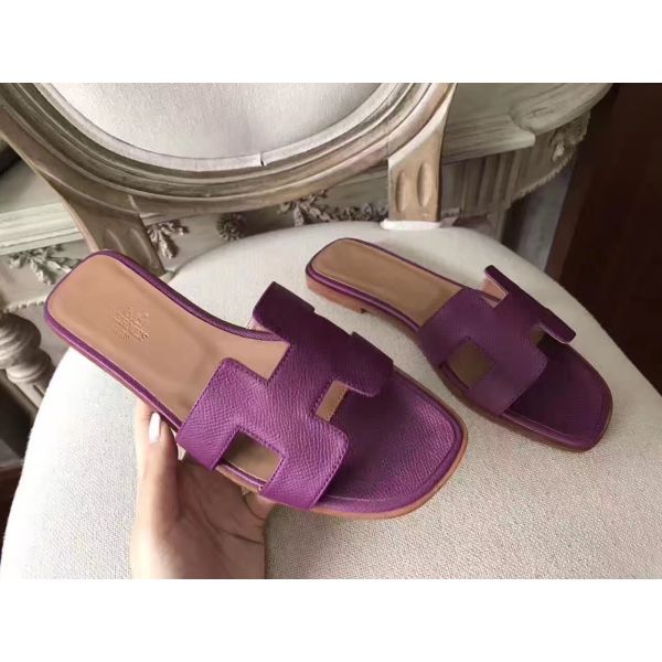HERM Oran Sandals In Cyclamen Epsom Leather