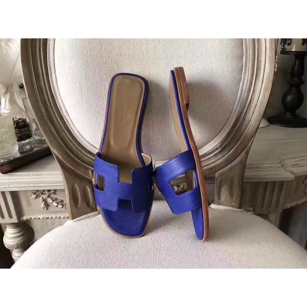 HERM Oran Sandals In Blue Epsom Leather