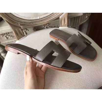 HERM Oran Sandals In Etoupe Epsom Leather