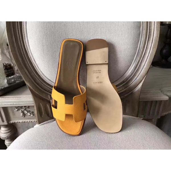 HERM Oran Sandals In Jaune Epsom Leather