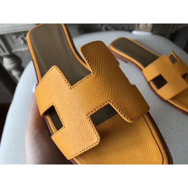 HERM Oran Sandals In Jaune Epsom Leather