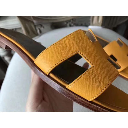 HERM Oran Sandals In Jaune Epsom Leather
