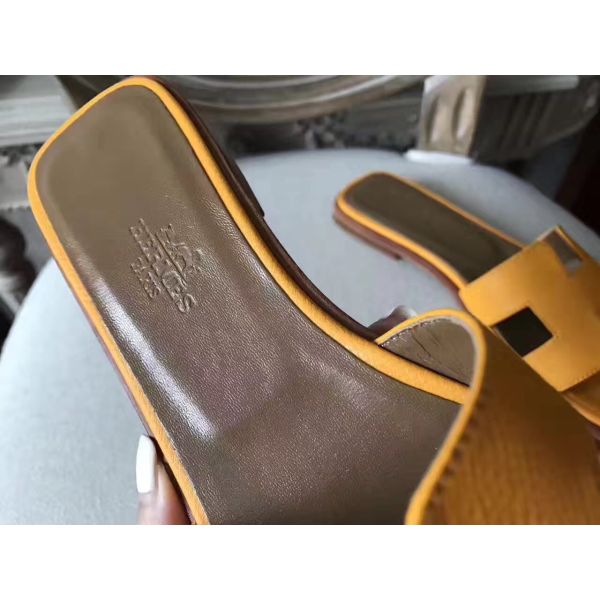 HERM Oran Sandals In Jaune Epsom Leather