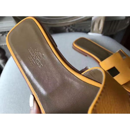 HERM Oran Sandals In Jaune Epsom Leather