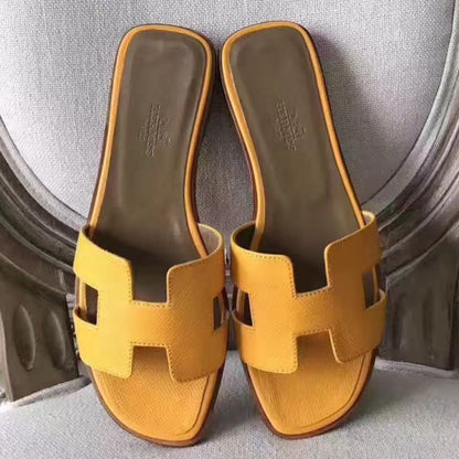 HERM Oran Sandals In Jaune Epsom Leather