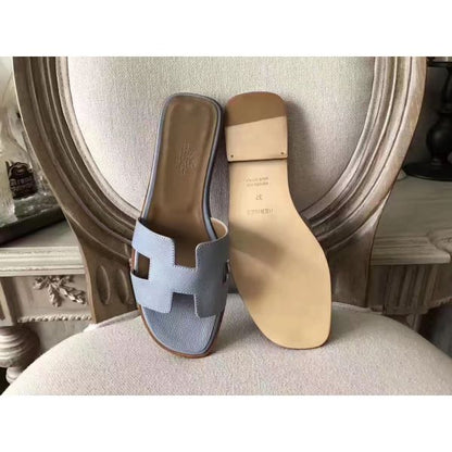 HERM Oran Sandals In Blue Lin Epsom Leather