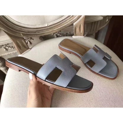 HERM Oran Sandals In Blue Lin Epsom Leather