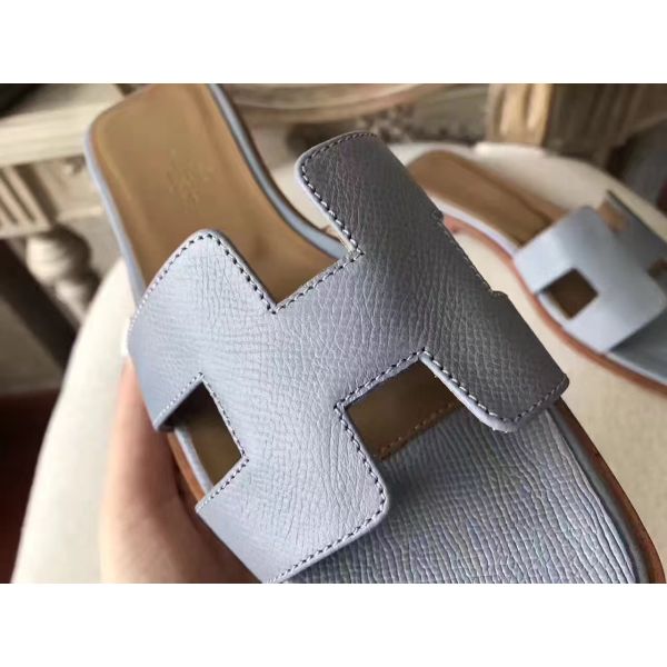 HERM Oran Sandals In Blue Lin Epsom Leather