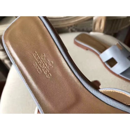 HERM Oran Sandals In Blue Lin Epsom Leather