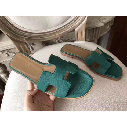 HERM Oran Sandals In Malachite Epsom Leather