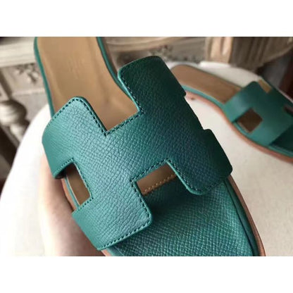 HERM Oran Sandals In Malachite Epsom Leather
