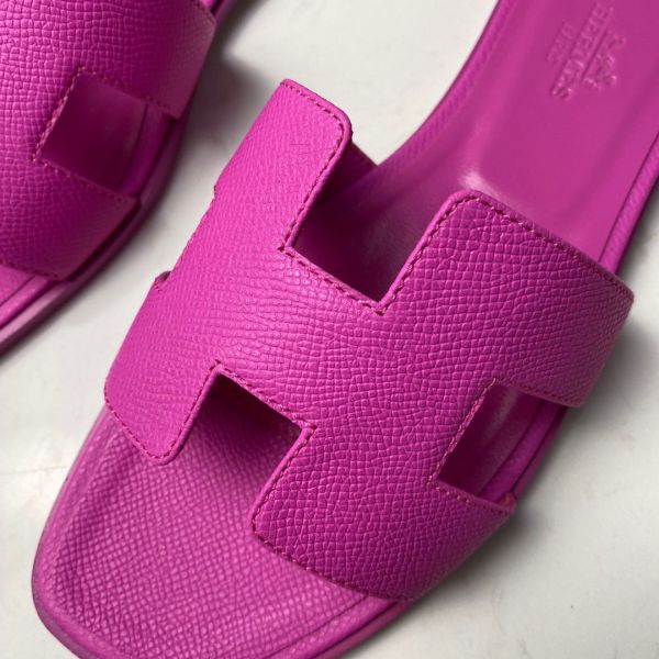 HERM Oran Slide Sandals In Magnolia Epsom Calfskin