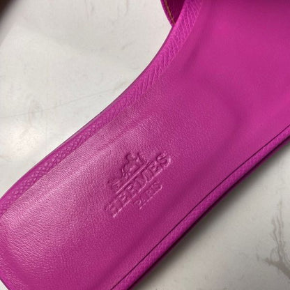 HERM Oran Slide Sandals In Magnolia Epsom Calfskin