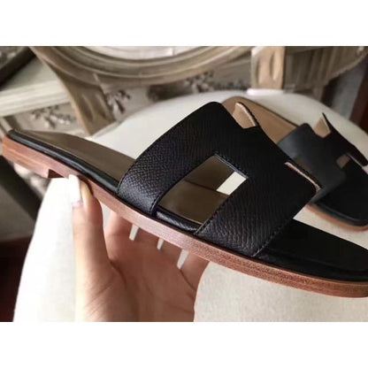 HERM Oran Sandals In Black Epsom Leather