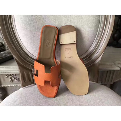 HERM Oran Sandals In Orange Epsom Leather