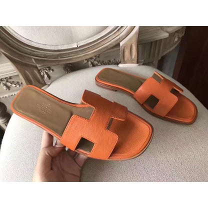 HERM Oran Sandals In Orange Epsom Leather