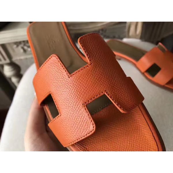 HERM Oran Sandals In Orange Epsom Leather