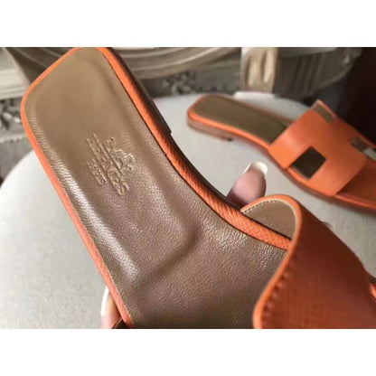 HERM Oran Sandals In Orange Epsom Leather