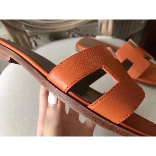 HERM Oran Sandals In Orange Epsom Leather