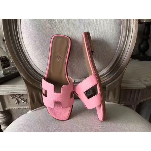HERM Oran Sandals In Pink Epsom Leather