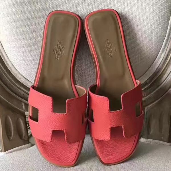 HERM Oran Sandals In Rose Azalee Epsom Leather
