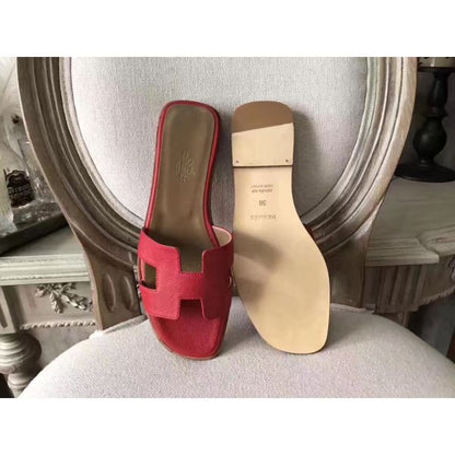 HERM Oran Sandals In Red Epsom Leather