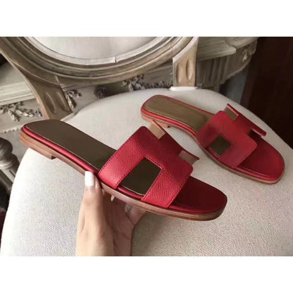 HERM Oran Sandals In Red Epsom Leather
