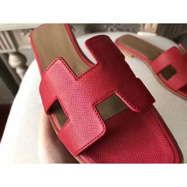 HERM Oran Sandals In Red Epsom Leather