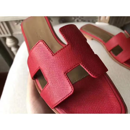 HERM Oran Sandals In Red Epsom Leather