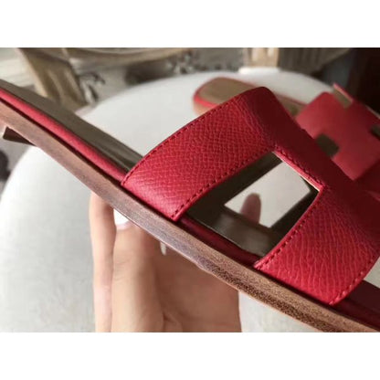 HERM Oran Sandals In Red Epsom Leather