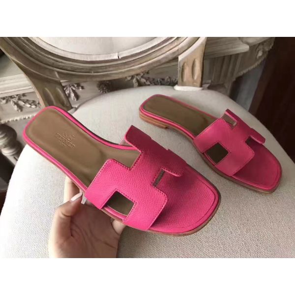 HERM Oran Sandals In Rose Red Epsom Leather