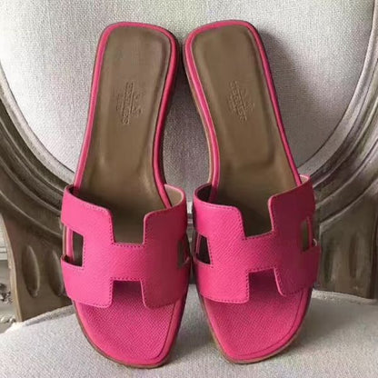 HERM Oran Sandals In Rose Red Epsom Leather