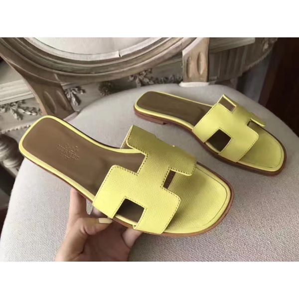 HERM Oran Sandals In Soufre Epsom Leather