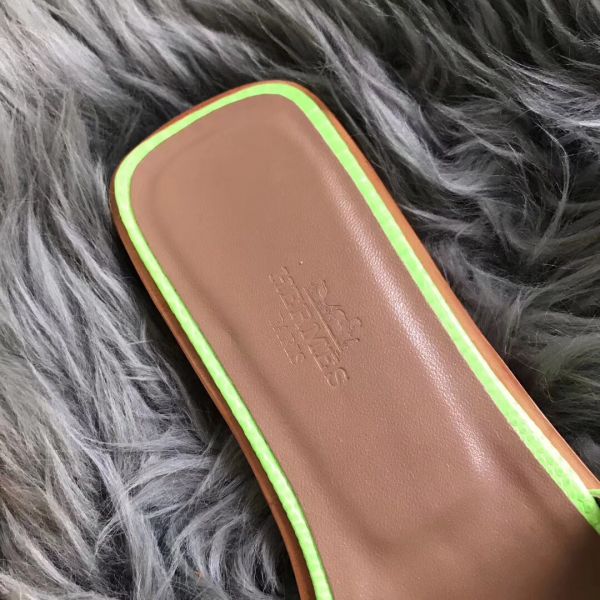 HERM Oran Sandals In Apple Green Lizard Leather