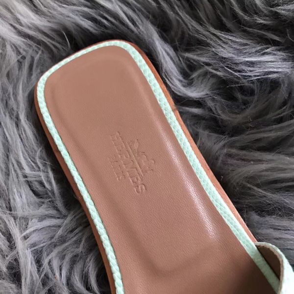 HERM Oran Sandals In Aqua Lizard Leather