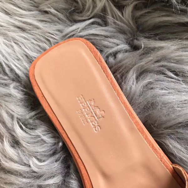 HERM Oran Sandals In Brown Ostrich Leather