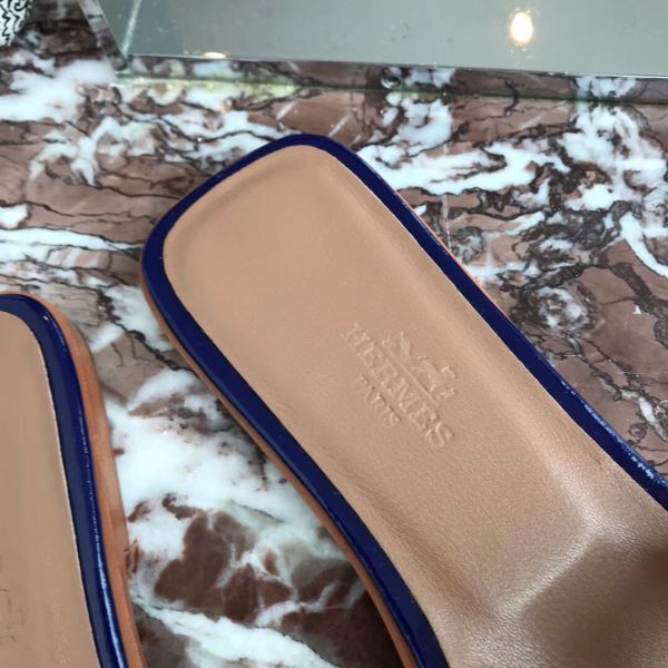 HERM Oran Sandals In Blue Patent Leather