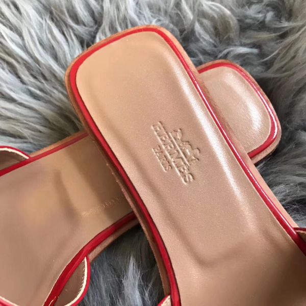 HERM Oran Sandals In Red Patent Leather