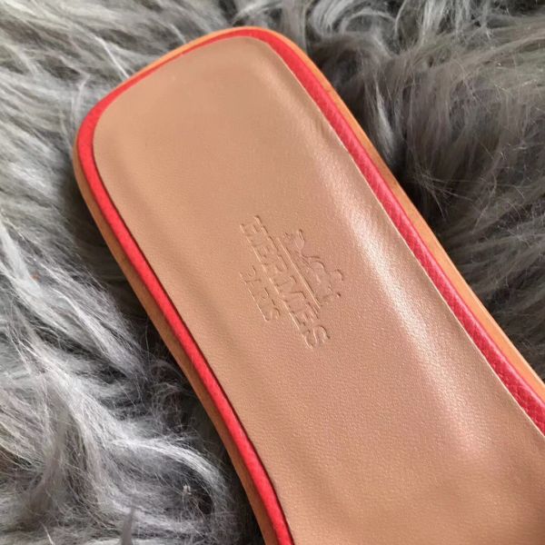 HERM Oran Perforated Sandals In Red Epsom Leather