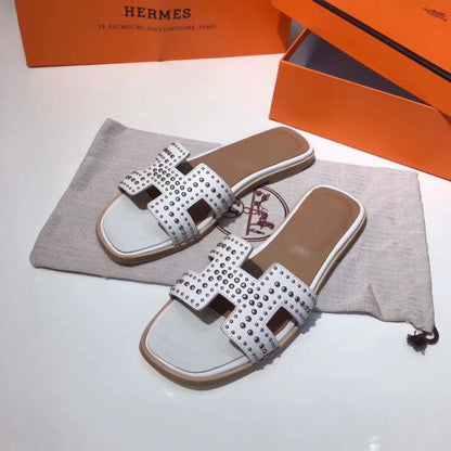 HERM Oran Studs Sandals In White Leather