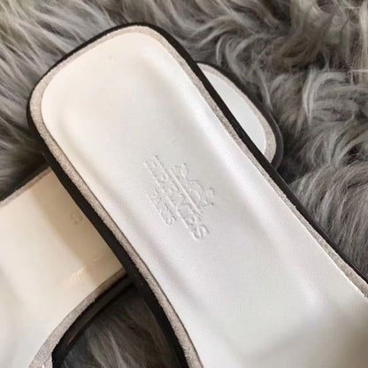 HERM Oran Sandals In White Suede With Crystal