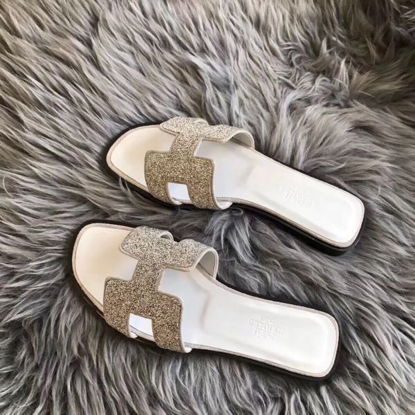 HERM Oran Sandals In White Suede With Crystal