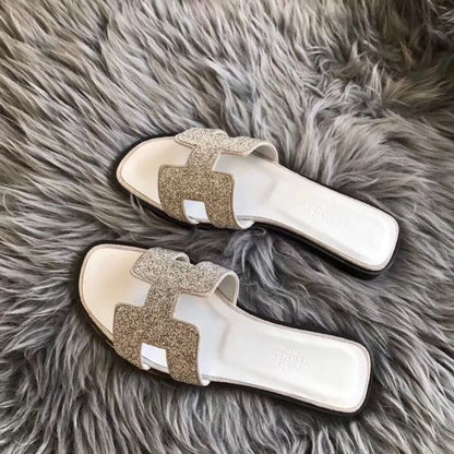 HERM Oran Sandals In White Suede With Crystal