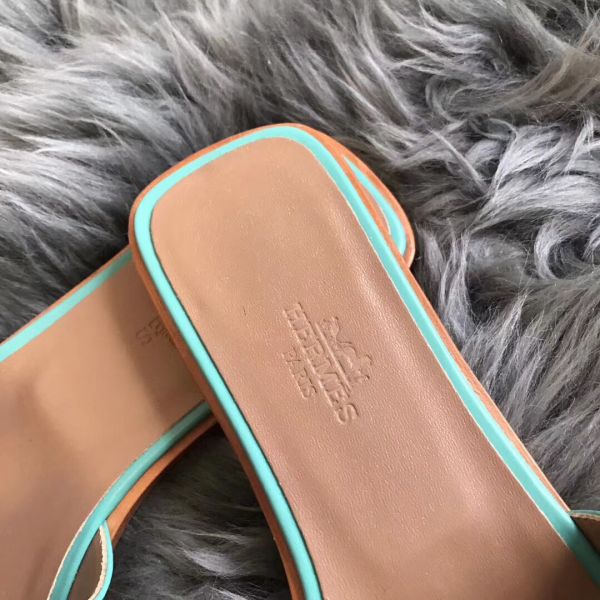 HERM Oran Sandals In Blue Atoll Swift Leather